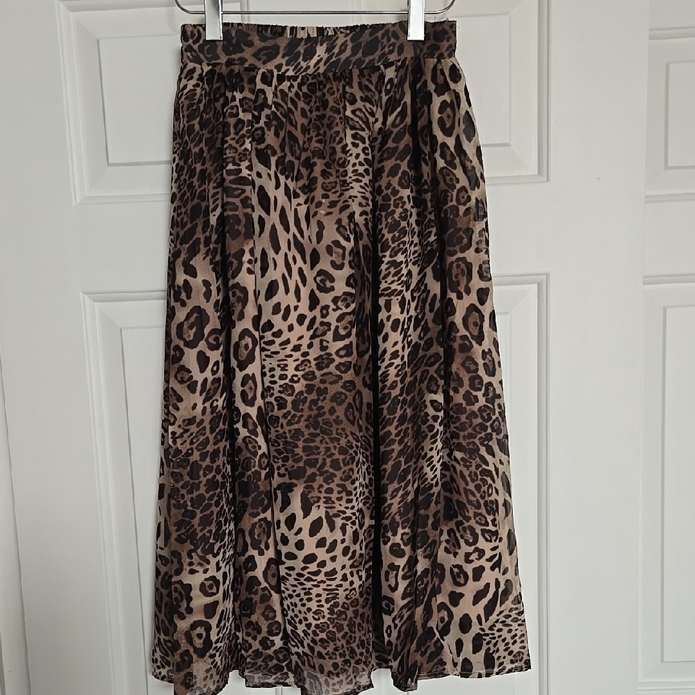 Tan and Cream A-Line Midi Skirt for Cocktail